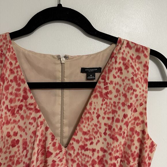 Ann Taylor Womens Red Sleeveless V-Neck Ruffle Stretch Partywear Shift Dress 0 - Picture 8 of 8